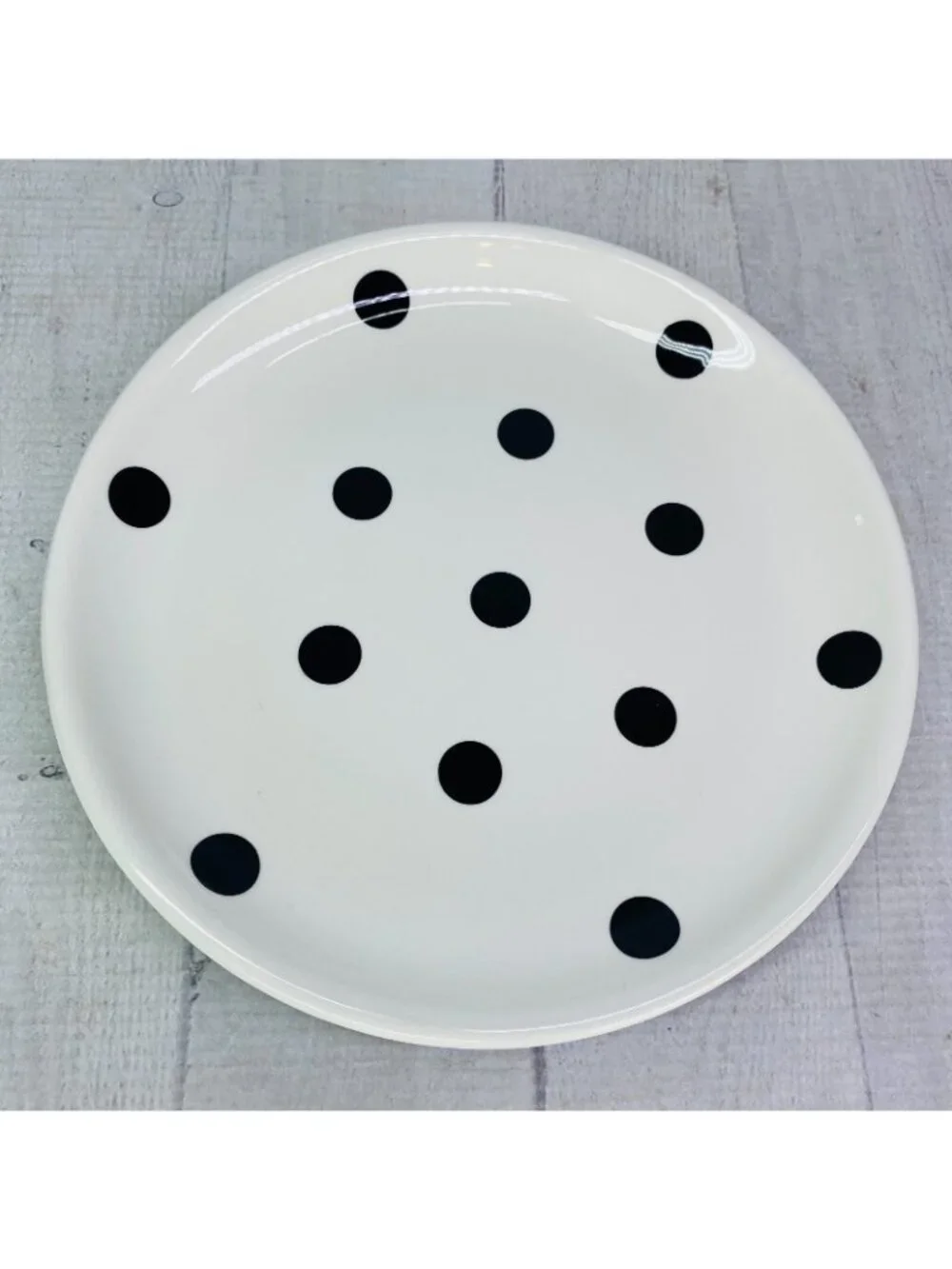 Coastline Imports White Black Polka Dots Earthenware 8
